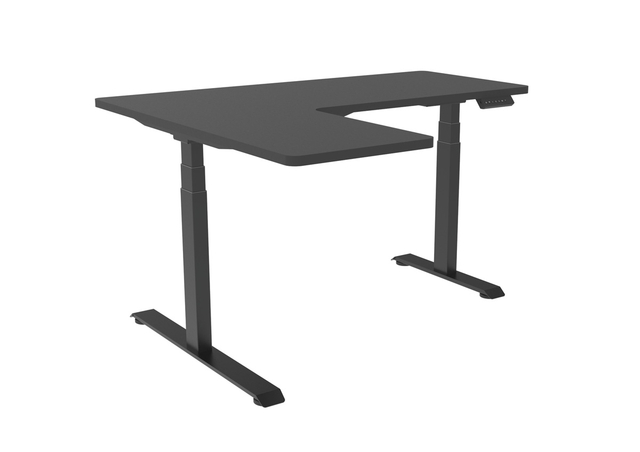 L-shaped Wooden Sit-Stand Desk for Home Office Furniture