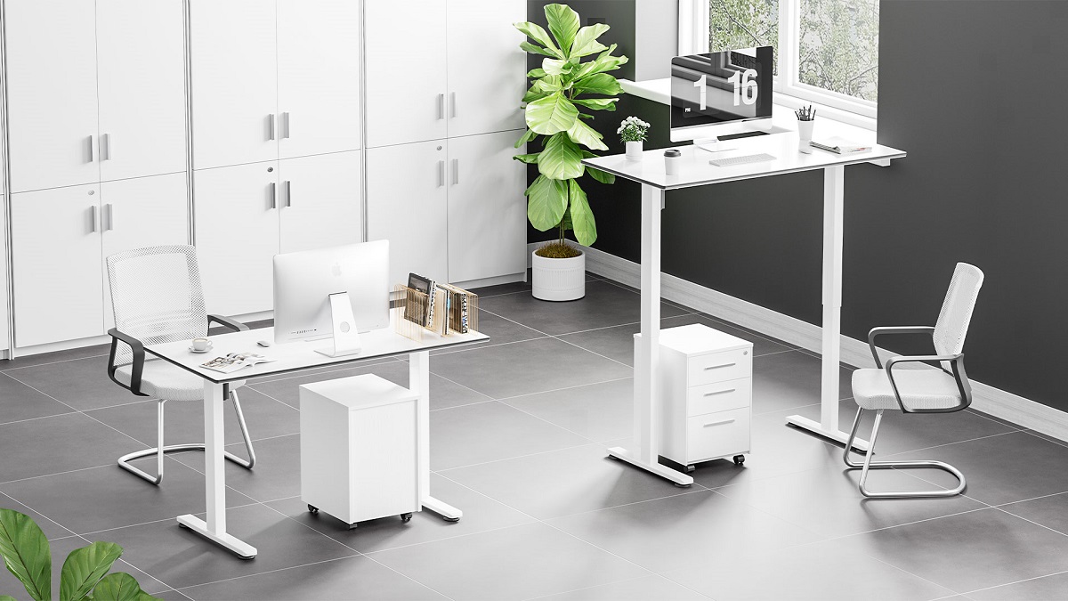 Tempered Glass Desktop Electric Standing Desk for Home Office Workstation