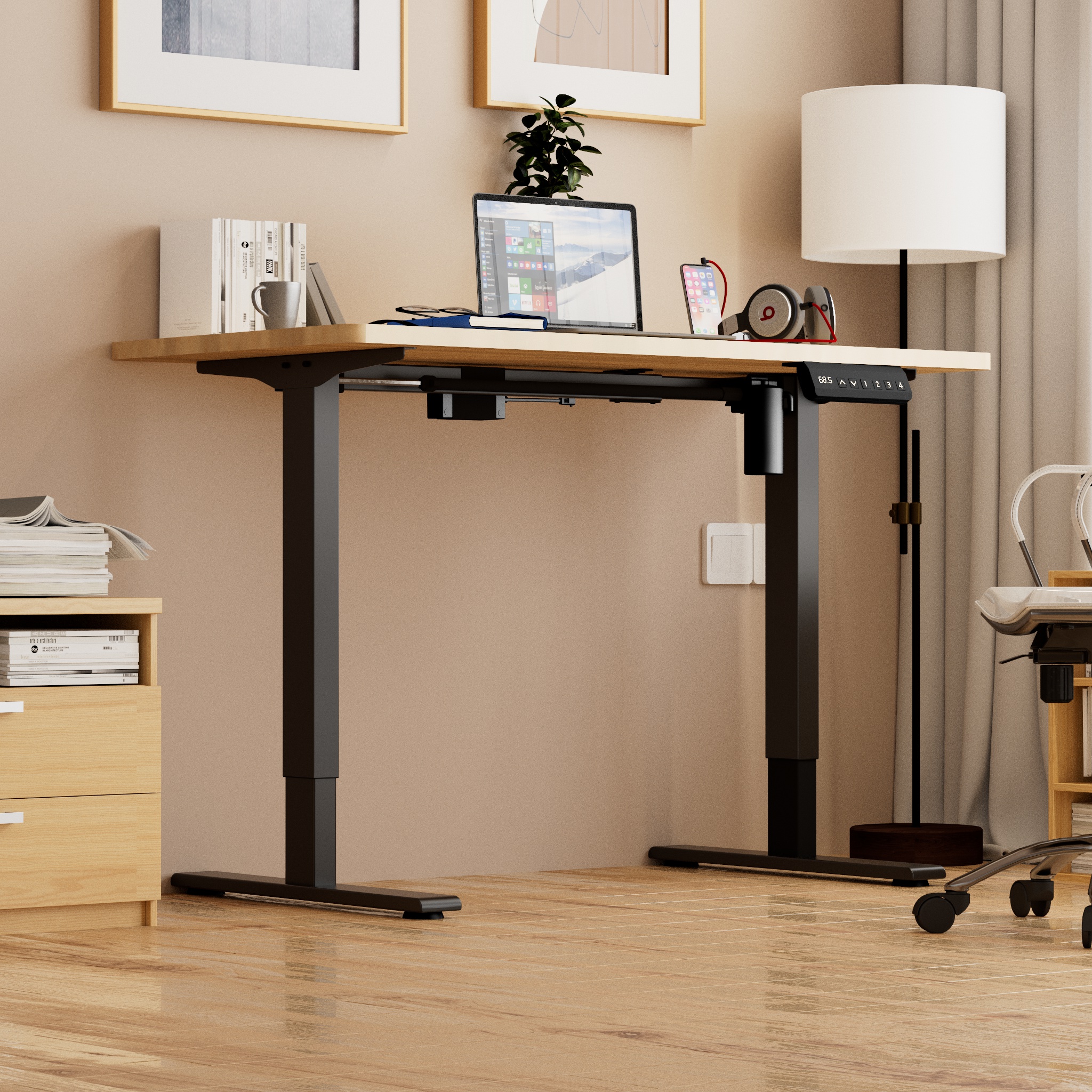 Multi-level Glass Sit-Stand Desk for Height Adjustable Workstation