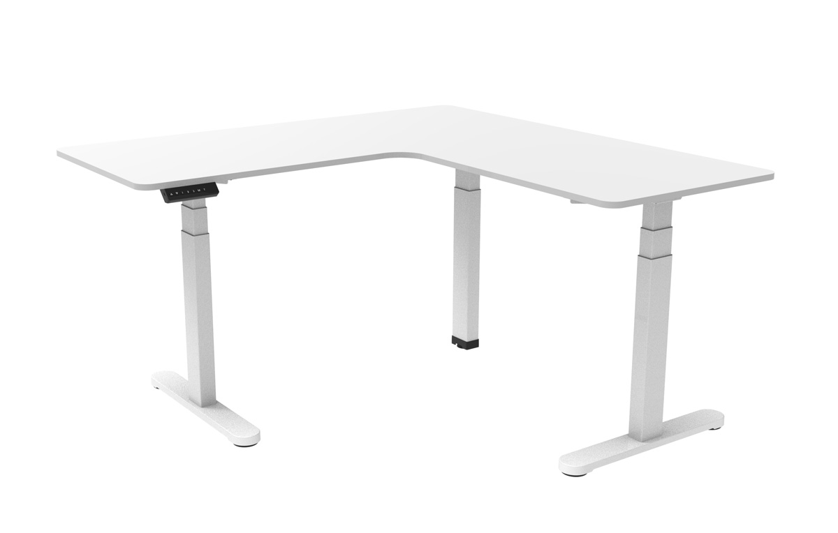 L-Shape Laminate Sit-Stand Desk for Height Adjustable Workstation