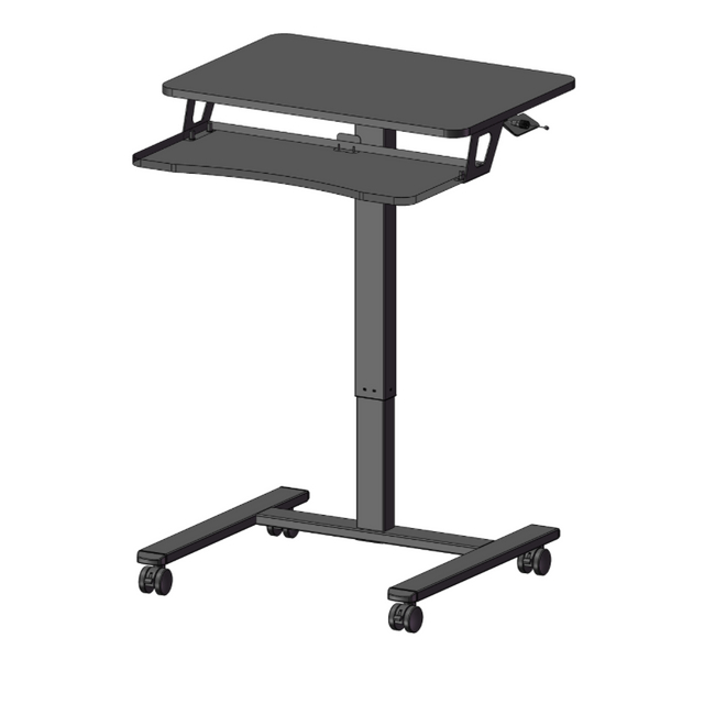 Gas Spring Adjustable Standing Desk with Wheels & Storage Shelf - Ergonomic Mobile Workstation