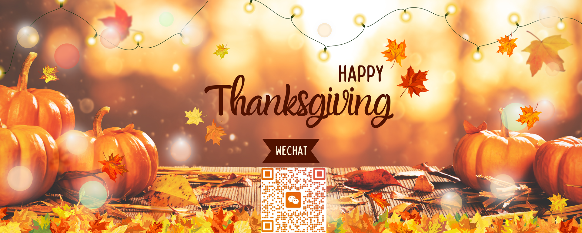 Orange and Yellow Rustic Happy Thanksgiving Day Greeting Outdoor Banner