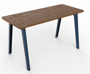 Fixed-Height Metal Leg Table with Wooden Top