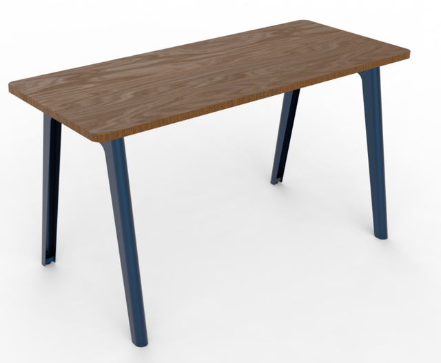 Fixed-Height Metal Leg Table with Wooden Top